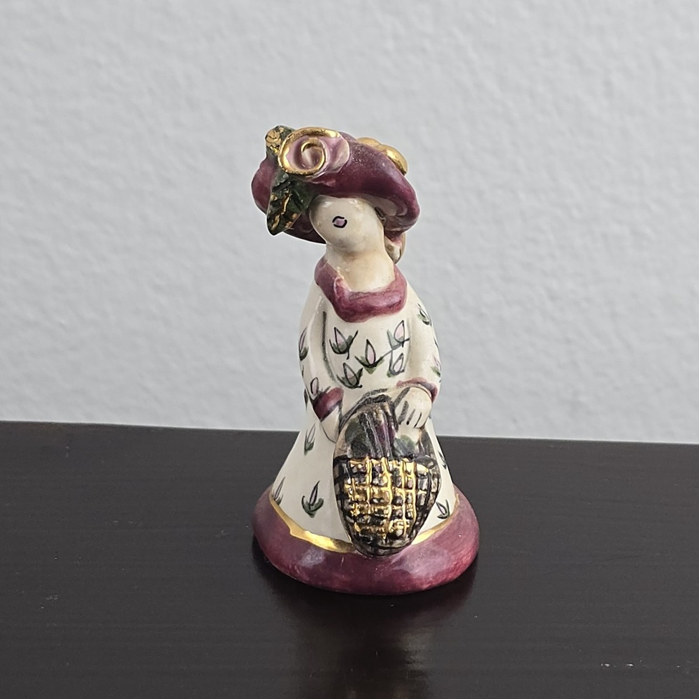 Blue Sky Clayworks Heather Goldminc Lady in Burgundy Hat Candle Snuffer‎ 2.5"